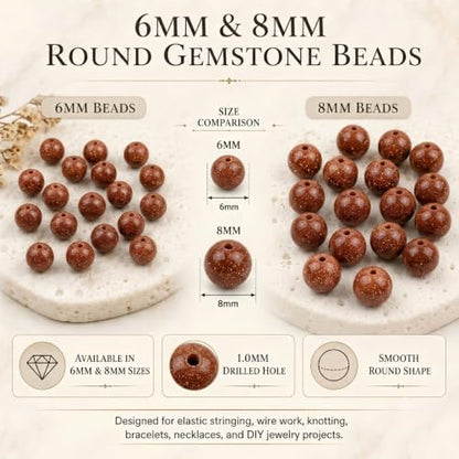 Cherry Tree Collection100PCS 6mm Goldstone Round Bead Craft Kit - color: goldstone, size: 6mm