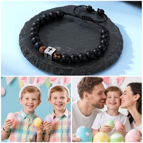Cross Bracelet Beads Christian Bracelet for Boys Birthday Religion Gifts - style: Happy Easter
