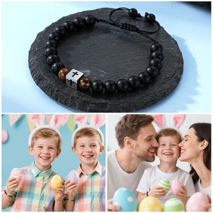 Cross Bracelet Beads Christian Bracelet for Boys Birthday Religion Gifts - style: Happy Easter