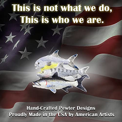 Grand Slam Bonefish Tarpoon Fish Pin, Pewter, Lapel, Hat, Pins, Brooch, Brooches, Jewelry, Gift, Handmade in the USA, 200 Fish Designs Available. S035PRZ - color: Hand Painted