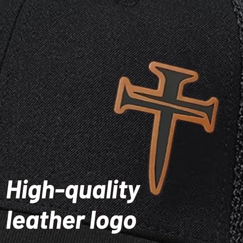 3D Embroidered Christian Hat for Men & Women, Jesus Faith Cross Hat, Religious Gifts for Christians Clothes - color: Leather - Black