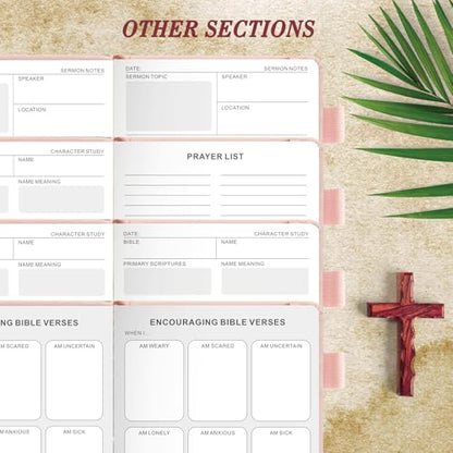 JUBTIC Bible study guide, Sermon & Scripture Journal for Women Pink,A5 - color: Pink