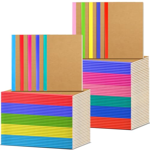 Handepo 100 Pack A5 Composition Notebooks Bulk 5"x8" Notebooks, Colourful - color: Classic, size: A5