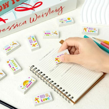 EYxsaxenk Christian Inspirational Mini Pencil Eraser Bible Religious Rubber