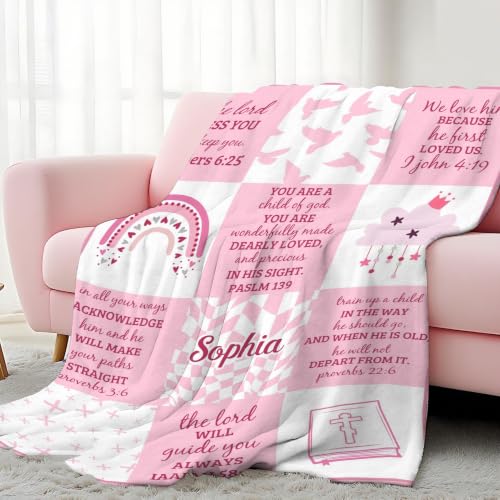 Personalized Baby Blankets with Name Christian Baby Gifts Cute Blanket - color: Color B