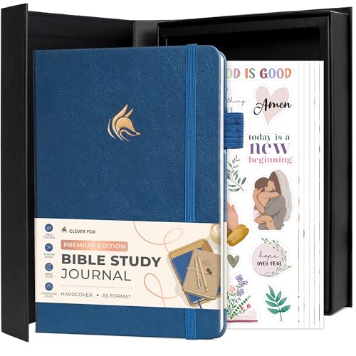Clever Fox Bible Study Journal Premium Guided Notebook 5.8x8.3 Mystic Blue - color: Mystic Blue, size: A5 (5.8″ x 8.3″)