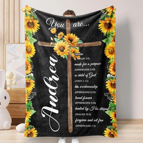 Personalized Baby Blankets With Names, Personalized Christian Blanket, Bible Verse Blanket, Inspirational Gifts For Women, Sunflower Christian Gift, Jesus Lover Gift, Gift For Her, Baptism Towels For - color: #Ver10