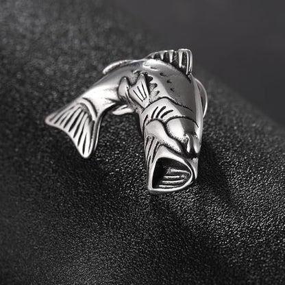 Bass Fish Brooch Pin, Largemouth Fish Breastpin Stainless Steel, Fishing Amulet Gift Brooches Lapel Pins