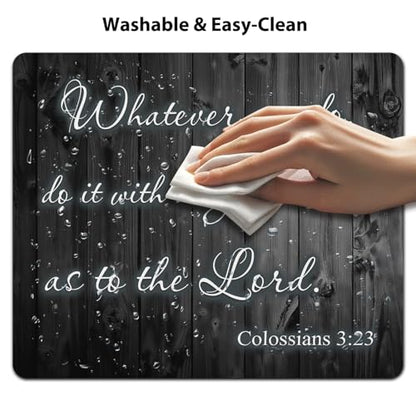 Whatever You Do Do It for the Lord Mouse Pad, Rustic Black Wood Desk Mat - color: Custom Designs Art 008
