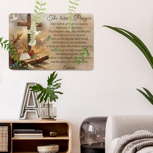 Funny Bar Sign The Lord's Prayer Sign Jesus Christian Sign Man Cave Vintage Metal Sign For Garage Home Bar Wall Decor 8x12 Inch - color: The Lord's Prayer, size: 8x12 Inch