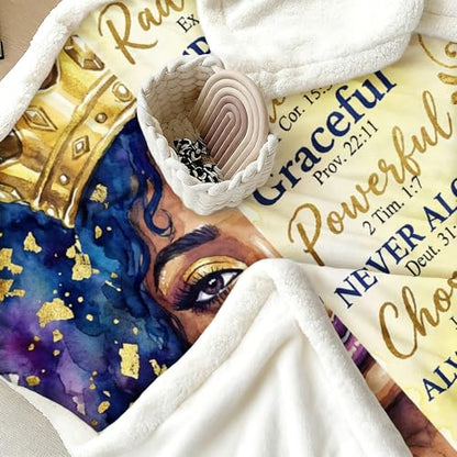 African American Black Girl Women Blanket - Christian Birthday Gifts Blanket- Inspirational Flannel Religious Spiritual Throw Blanket Home Decor 50x60inch - color: Hrmt3