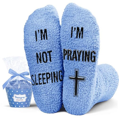 HAPPYPOP Christian Gifts - Christian Faith Religious Gifts, Jesus Socks for Christian - color: Praying Blue