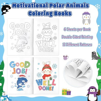 Dvbonike 24Pcs Winter Inspirational Coloring Books Polar Animals DIY Pages - color: D-positive (Winter)
