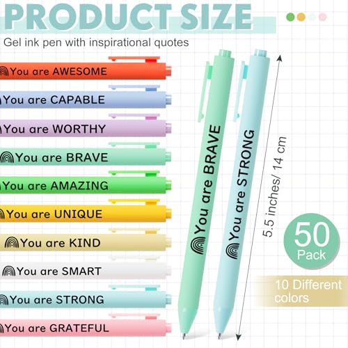 Crtiin 50 Pcs Inspirational Pens Bulk Pastel, Inspirational - color: Pastel, size: 1 Count (Pack of 50)