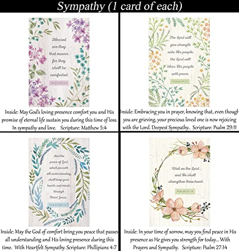 Sympathy Cards ~ No Repeated Designs~ 32 Cards and Designs ~ Christian/Religious Greeting Card Assortment ~ Scripture in every card ~ Envelopes Included