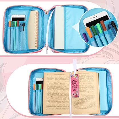 Laumoi Bible Cover Case for Women 10'' Flower Bible Holder Case Large Religious Carrying Bag for Women Study Christian Book Gift (Pink Flower) - style: Pink Flower