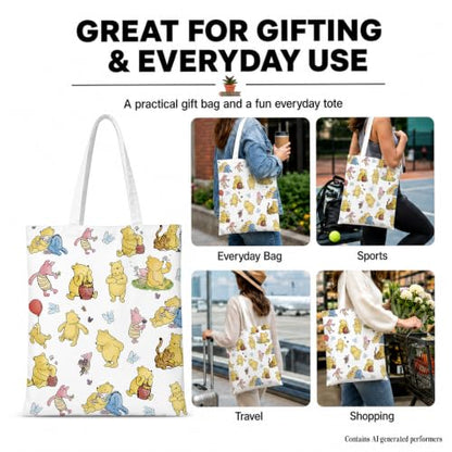 Cute Pooh Bear Aesthetic Reusable Tote Bag, Funny Gifts for Women Friends - color: Bears