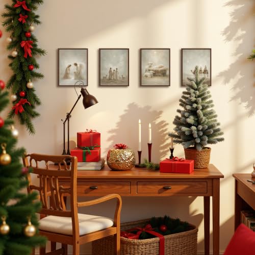 DOFQZ Christian Jesus Christmas Wall Art Prints 8x10 Set of 4 - color: 25Child, size: 8*10