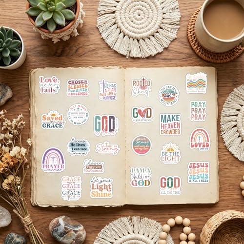100 Pcs Boho Bible Verse Stickers Religious Water Bottle Stickers - style: Boho Bible Verse