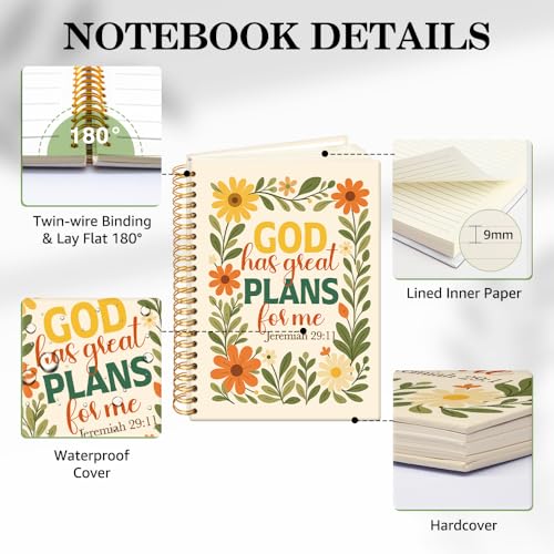 ERHACHAIJIA God Has A Plans for Me Lined Spiral Notebook for Bible Note - color: Yellow