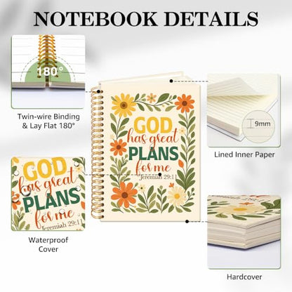 ERHACHAIJIA God Has A Plans for Me Lined Spiral Notebook for Bible Note - color: Yellow