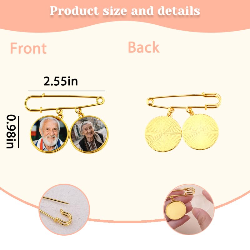 Wedding Double Picture Frame Brooch for Bride Grooms Boutonniece Pin for Wedding Bouquet - color: Color O