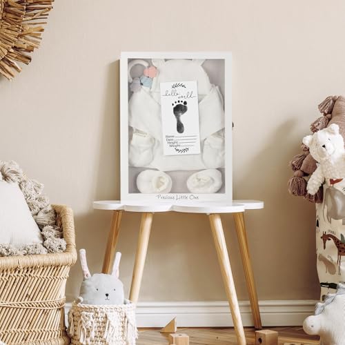 Jetec 12 x 16 Baby Shower Shadow Box Keepsake Frame, White - color: White