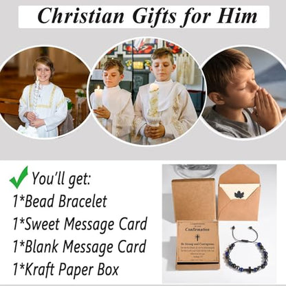 Teen Boy Gifts Cross Bracelet First Communion Baptism Confirmation Gifts for Boys Christian Jejus Jewelry for Teenage Easter Stuffers - style: Confirmation Gift