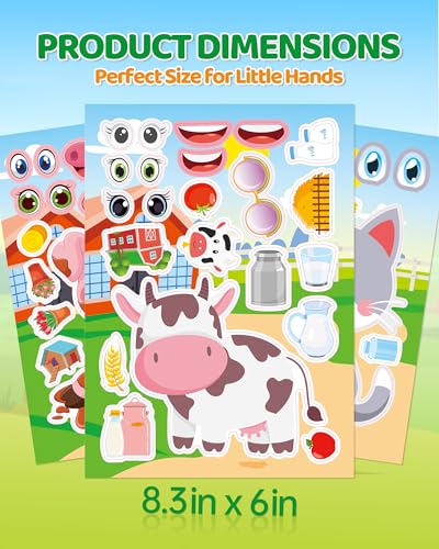 48 Farm Animal Make-a-Face Sticker Sheets for Kids - style: Farm Fun