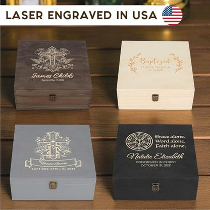 Personalized Baptism Keepsake Box, Christening & First Communion Gift - style: 14. Baptism Designs 2