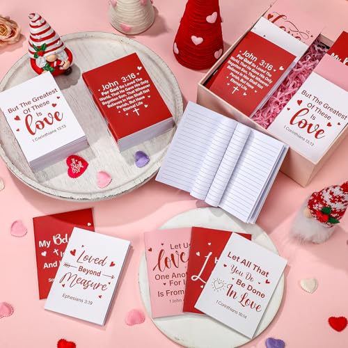 Gilprop 50 Pcs Christian Valentines Notebooks Jesus Bible Notepads Gifts Bulk Religious Scripture Prayer Inspirational Journals Gifts for Church Catholic Members Sunday School Friends(Valentine's Day) - style: Valentine's Day