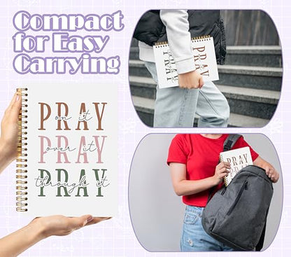 Prayer Notebook Journal 5.5x8.3, Pray on Over Through It Christian Bible Journaling Notebooks for Note Taking, Christian Gifts for Women, Religious Scripture Hardcover Spiral Notebook - color: Prayer Blank Book 02