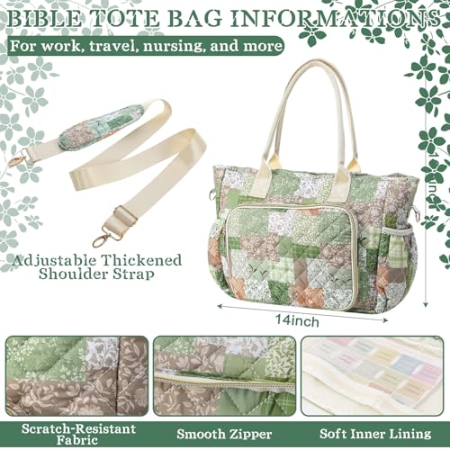 Large Bible Bag Quilted Bible Cover Case Kit for Women, Splicing Floral - style: Splicing Floral