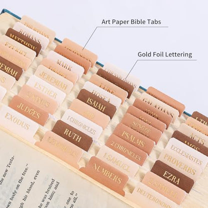 Laminated Bible Tabs for Women Men, Brown, Gold Foil Embossed Lettering - style: Gold Foil Morandi Brown