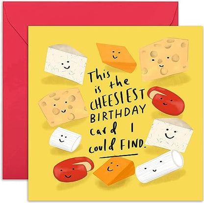 Old English Co. Funny Birthday Card for Men Women - 'Cheesiest' Happy Birthday Card for Him or Her - Humorous Cheese Pun Greeting Card for Him or Her | Blank Inside with Envelope - style: Birthday Cake