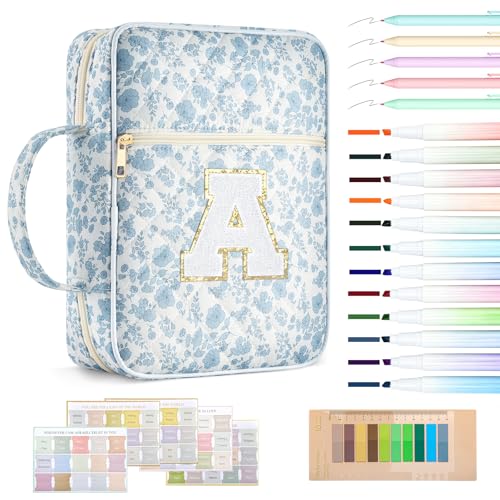 Personalized Initial Bible Cover Case for Women Girls,Blue Flower, A - color: Blue Flower, size: A