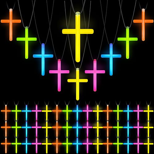 Tondiamo Glow in Dark Cross Necklaces Bulk Halloween Christian