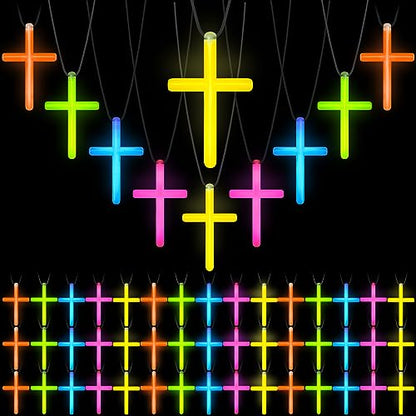 Tondiamo Glow in Dark Cross Necklaces Bulk Halloween Christian