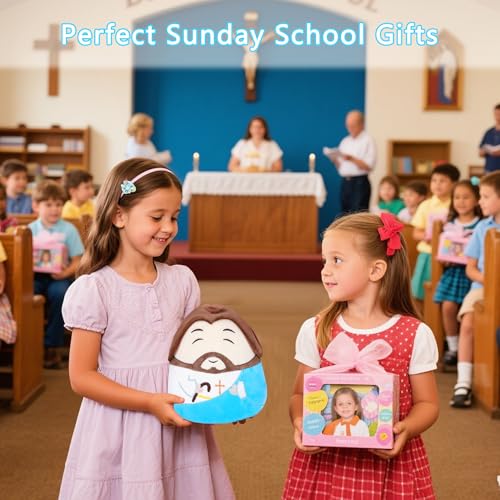 Jesus Plush Pillow Christian Gifts - Jesus Stuffed Animal Perfect Religious with Prayer Design Blue 10 Inch - style: Blue Jesus Pillow