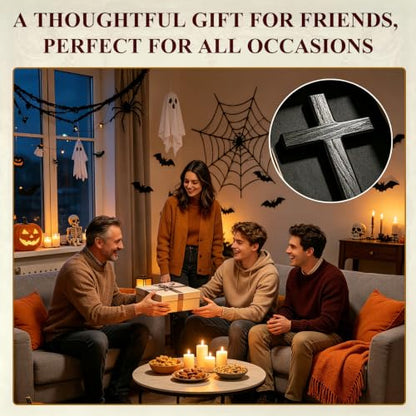 Uoymual 1PC Wooden Cross for Wall, 11" Black Cross Rustic Wood Hanging