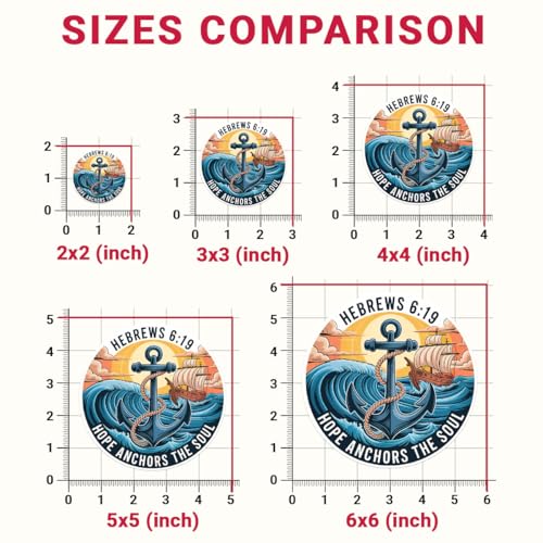 3PCS Hebrews 6:19 Bible Verse Stickers, Hope Anchors the Soul Christian Waterproof Faith Decals for Laptop, Water Bottle, Phone, Window, Helmet - size: 2 inch