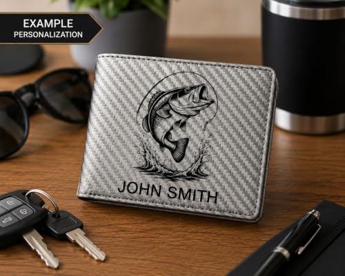 LaserGram Personalized Wallet, Christian Cross (Carbon Fiber Silver) - color: Carbon Fiber Silver