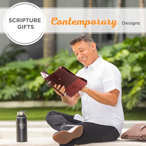 Christian Art Gifts Men's Faux Leather Bible Cover: John 3:16, Cross Design - size: Large