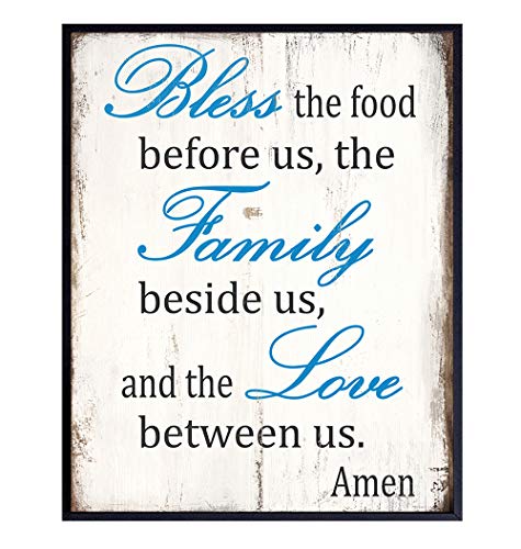 Bless the Food Before Us Sign - Kitchen Dining Room Wall Art