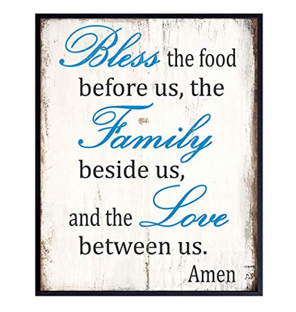 Bless the Food Before Us Sign - Kitchen Dining Room Wall Art