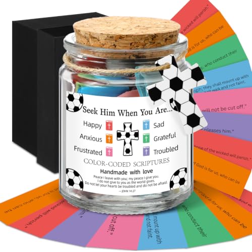 Lunmon Positive Affirmation Jar Bible Verses Emotions Gift for Soccer Fans - style: Soccer