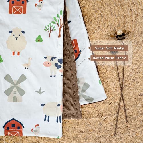 Fleece Baby Blankets for Girls & Boys, Infant Toddler Blanket - color: Chocolate Farm Animals