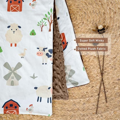 Fleece Baby Blankets for Girls & Boys, Infant Toddler Blanket - color: Chocolate Farm Animals
