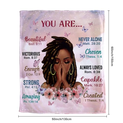 Throw Blanket, Soft Fleece Blanket with Inspirational Positive Thoughts and Quotes for Bedroom, Ideal as a Gift for Girls and Women 50x60 Inch