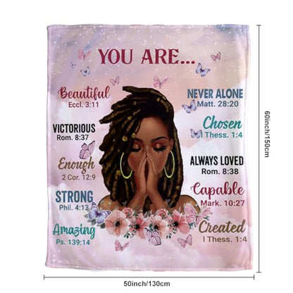 Throw Blanket, Soft Fleece Blanket with Inspirational Positive Thoughts and Quotes for Bedroom, Ideal as a Gift for Girls and Women 50x60 Inch